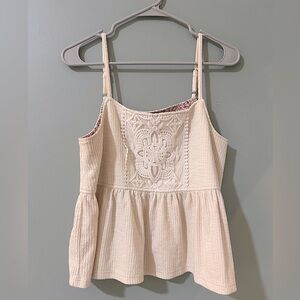 Reath Wren Women Top small Crochet Babydoll Floral Y2K Embroidered